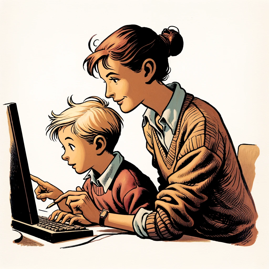 moeder-zoon-computer